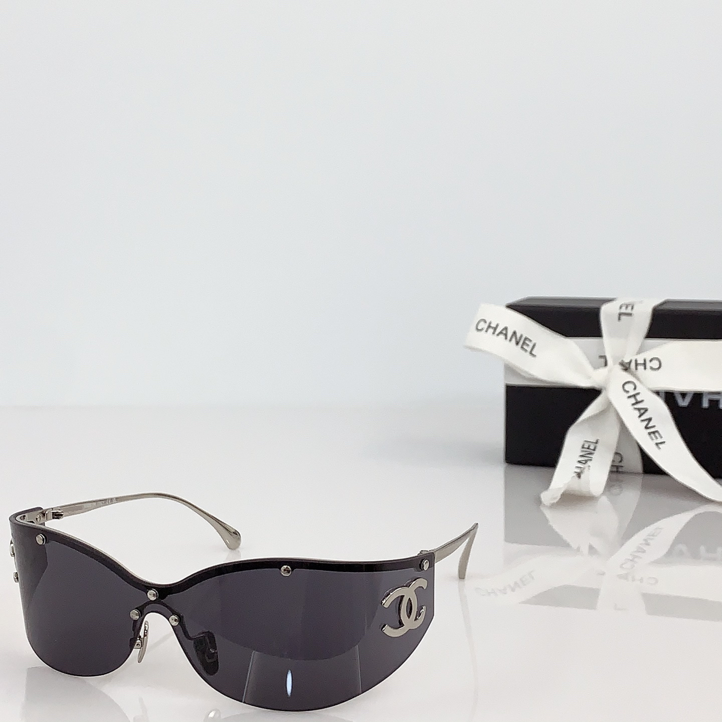 Chanel Y2K Shield Rimless Sunglasses