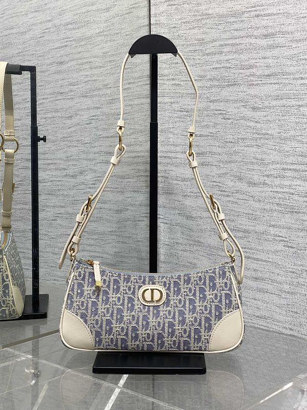 Dior White Embroidered Saddle Bag