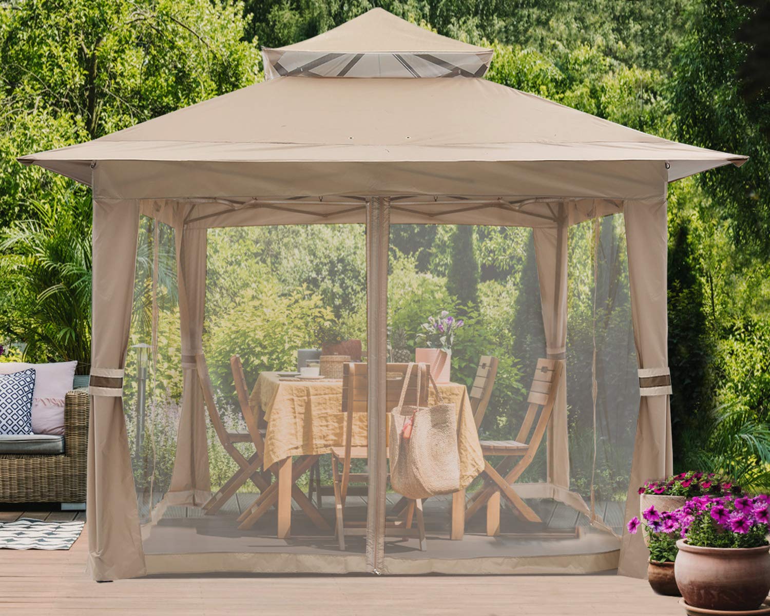 13'x13' Gazebo Tent Pop up Gazebo Canopy Shelter with Nets
