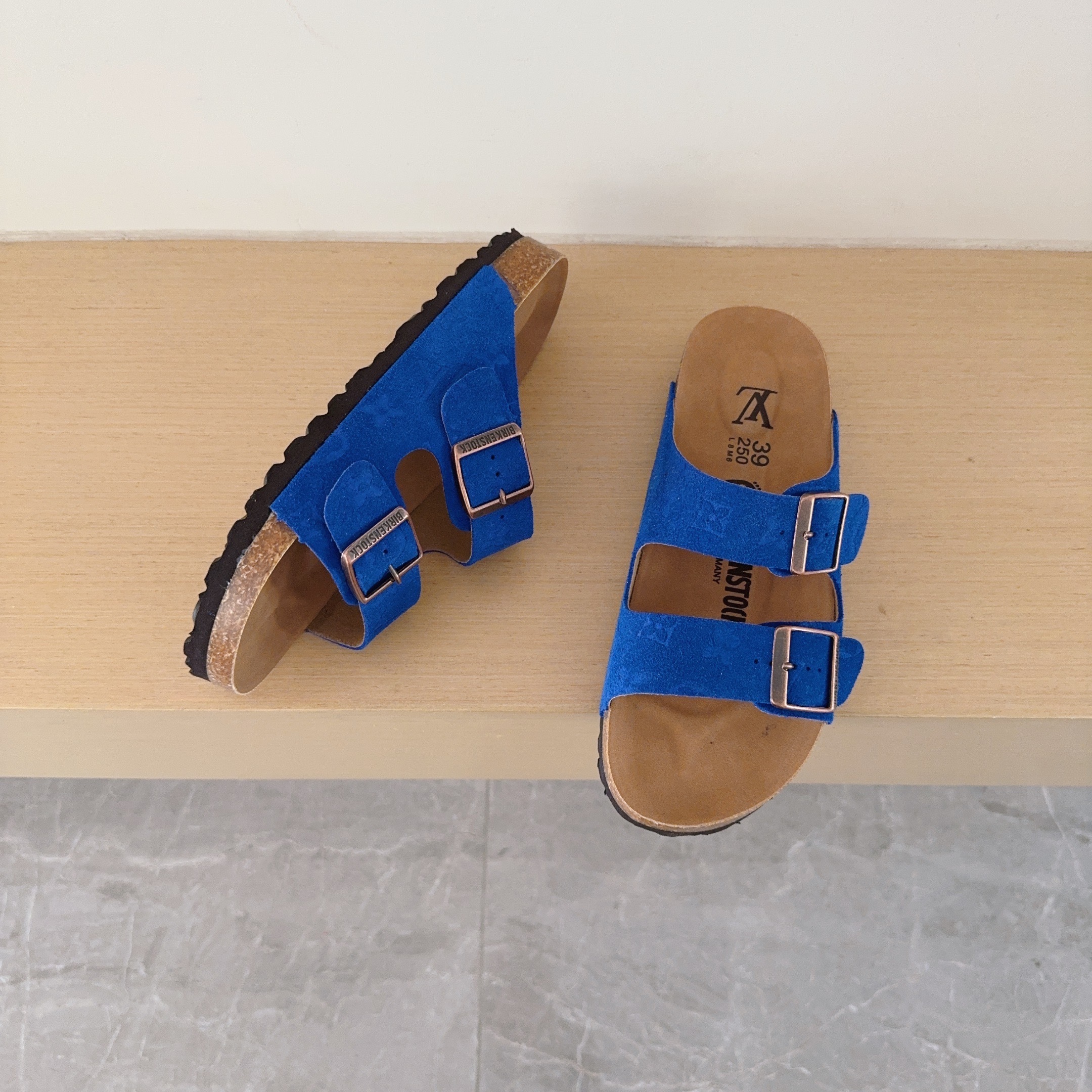 3 D Logo Birken-Style Two-Strap Sandals