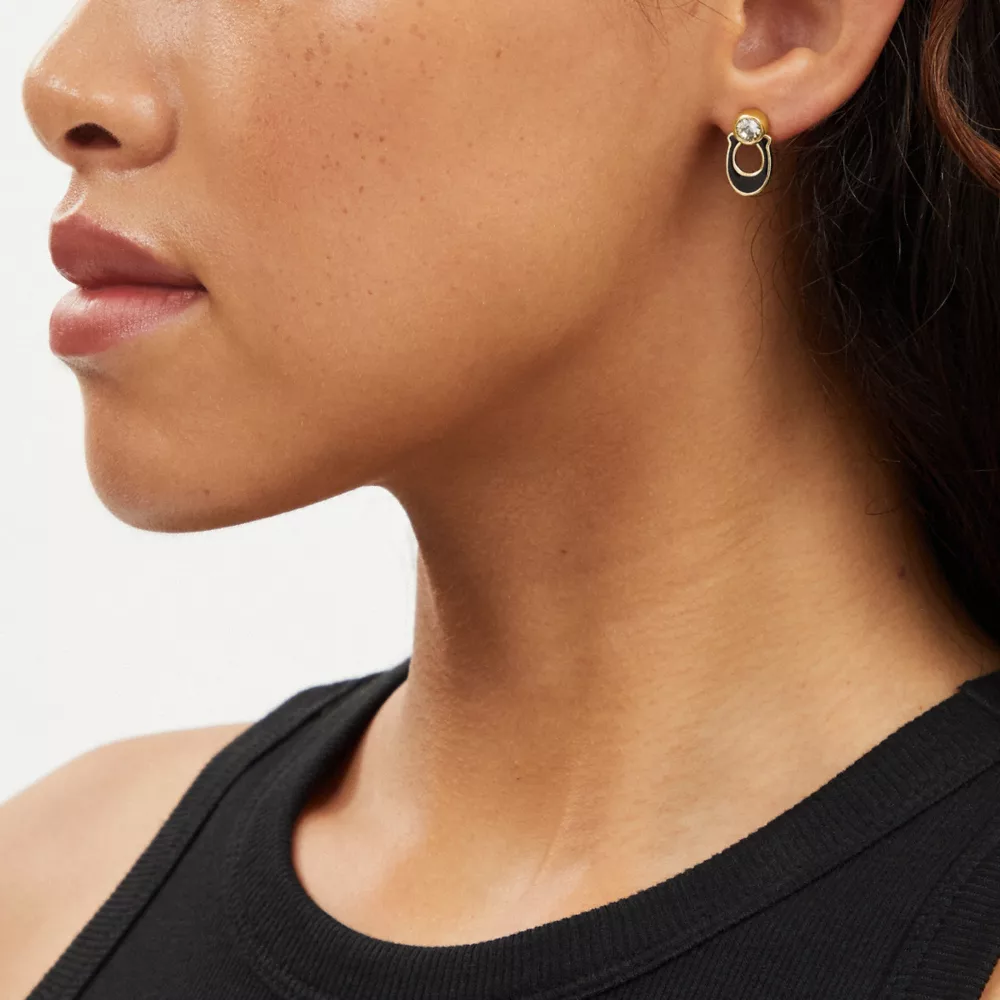 COAthtCH Signature Link Enamel Pavé Drop Earrings