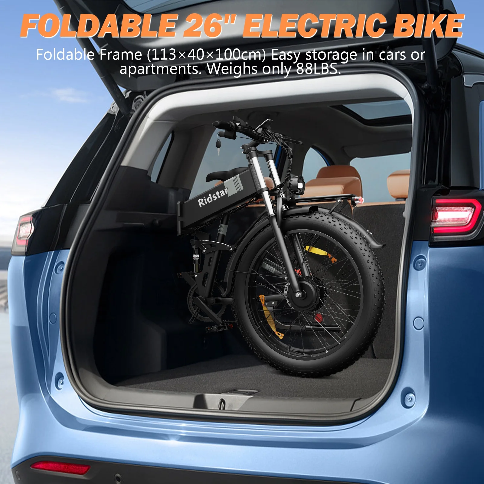 26in Dual Motor Electric Mountain Bike, 3000W Peak, 48V 23Ah