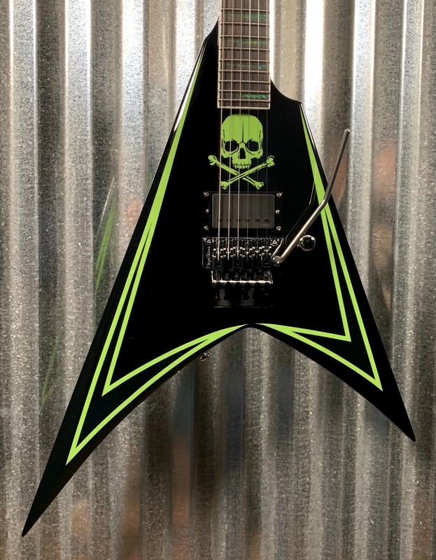Alexi Laiho Green Sawtooth Flying V Electric Guitar, FSloyd Rose Tremolo Bridge