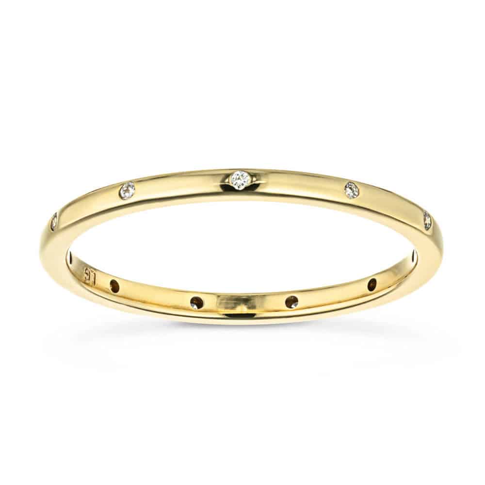 Zaniyah 1/8 ctw Round Lab Grown Diamond Burnished Station Eternity Band