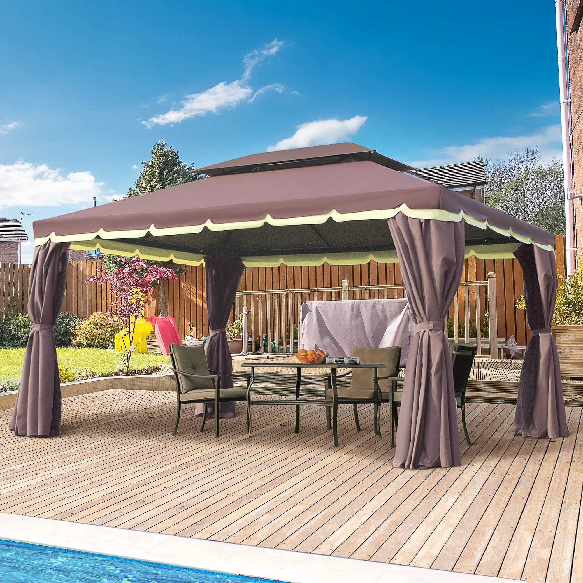 10 x 13 ft double roof aluminium frame pavilion with mesh and