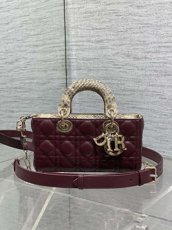 Lady Dior Bag Small Burgundy Crystal Handle