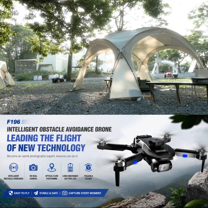 F196 Pro Brushless Motor Drone with HD Camera｜Obstacle Avoidance Quadcopter｜Optical Flow Positioning FPV Drone