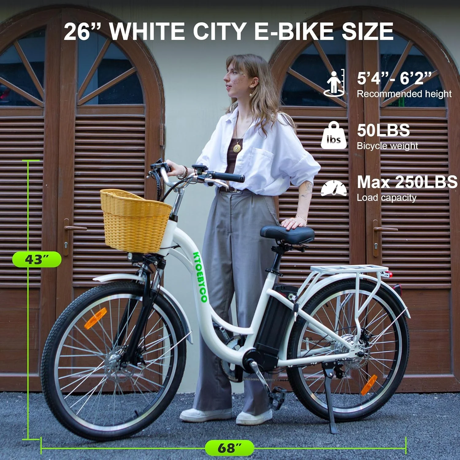 Gpower 22in Electric City Bike, 750W Peak, 48V
