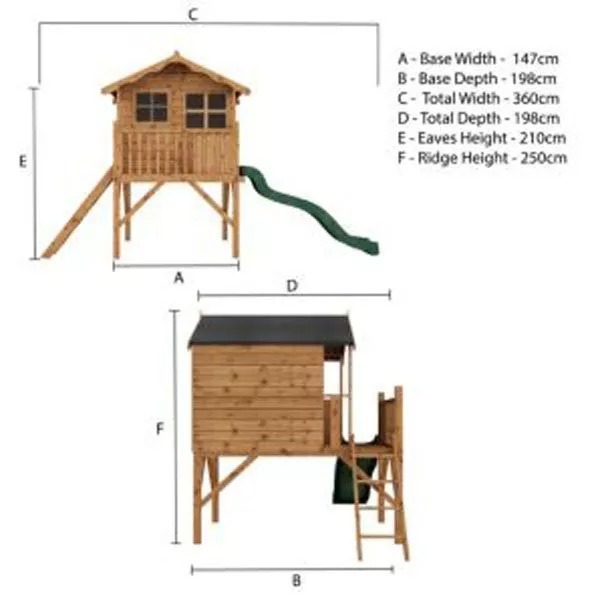 Mercia 12 x 5ft Wooden Poppy Playhouse including Tower & Slide
