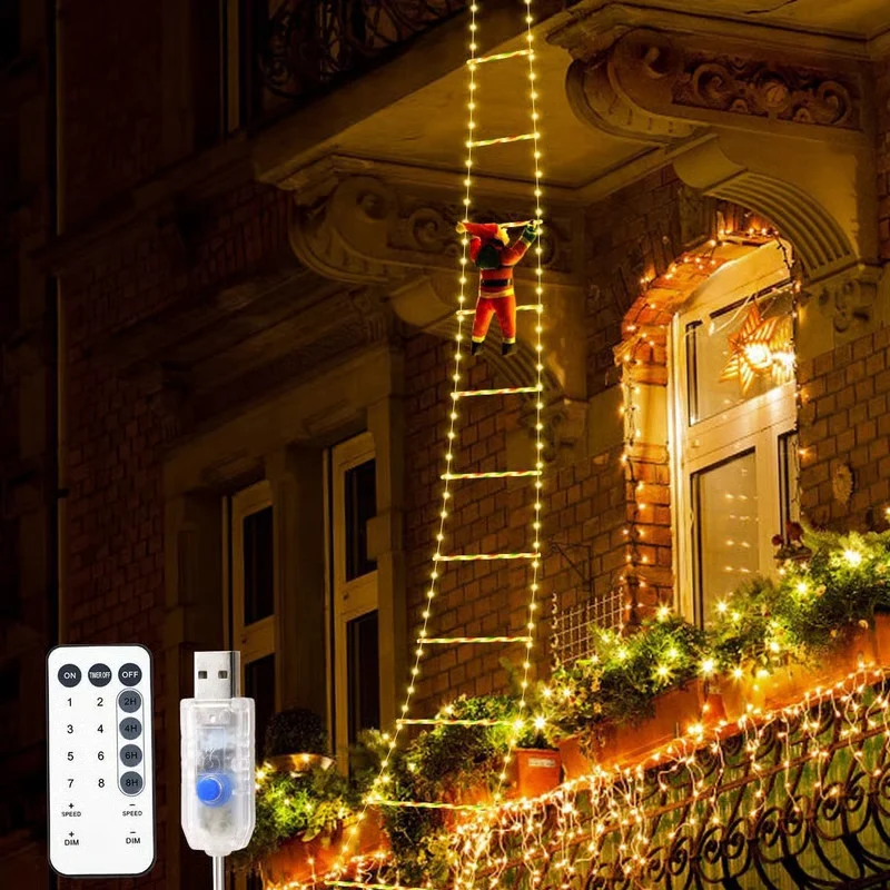 🎅✨ Christmas Santa Climbing Stairs Light 🌲🎁