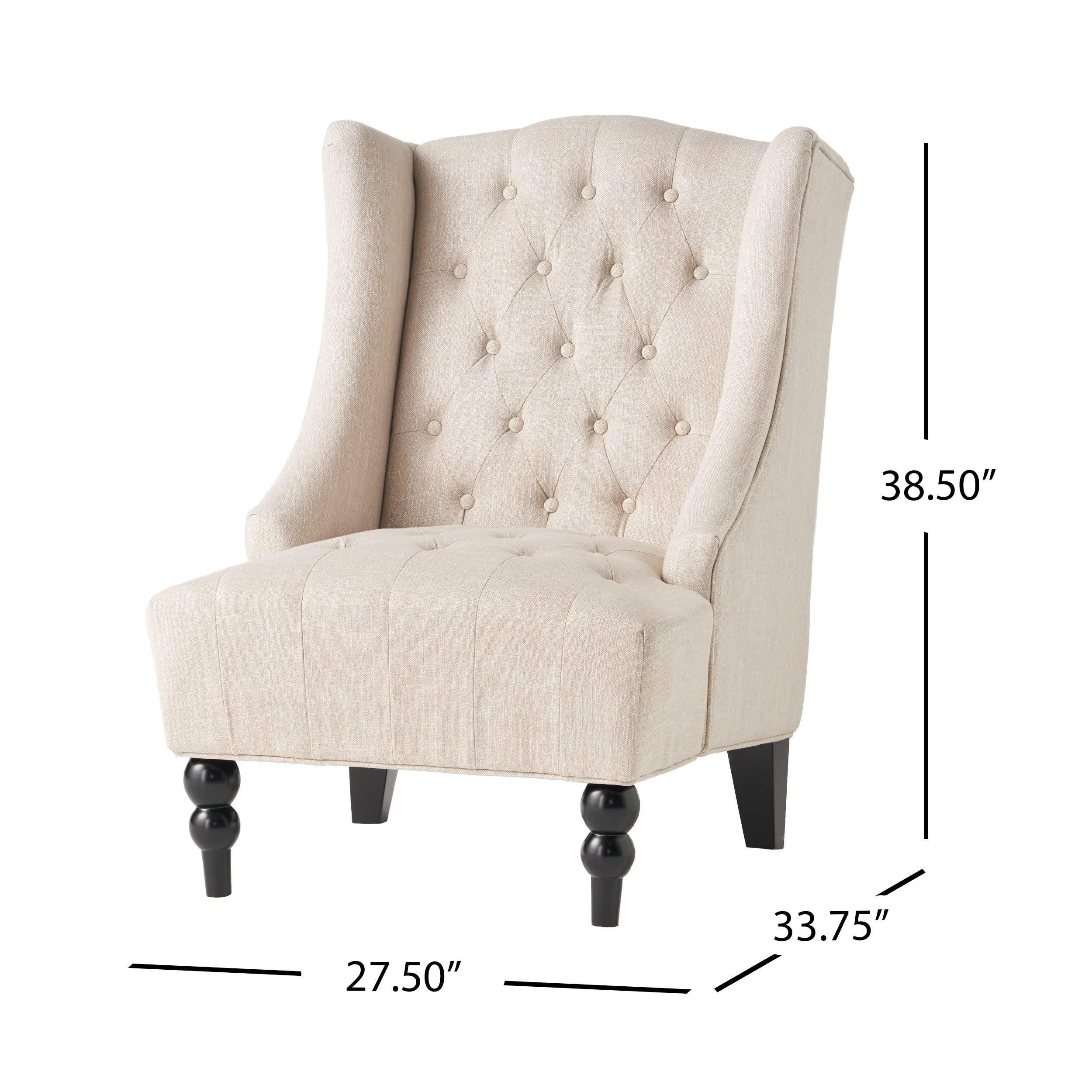Great Deal Furniture Clarice Tall Wingback Tufted Fabric Accent