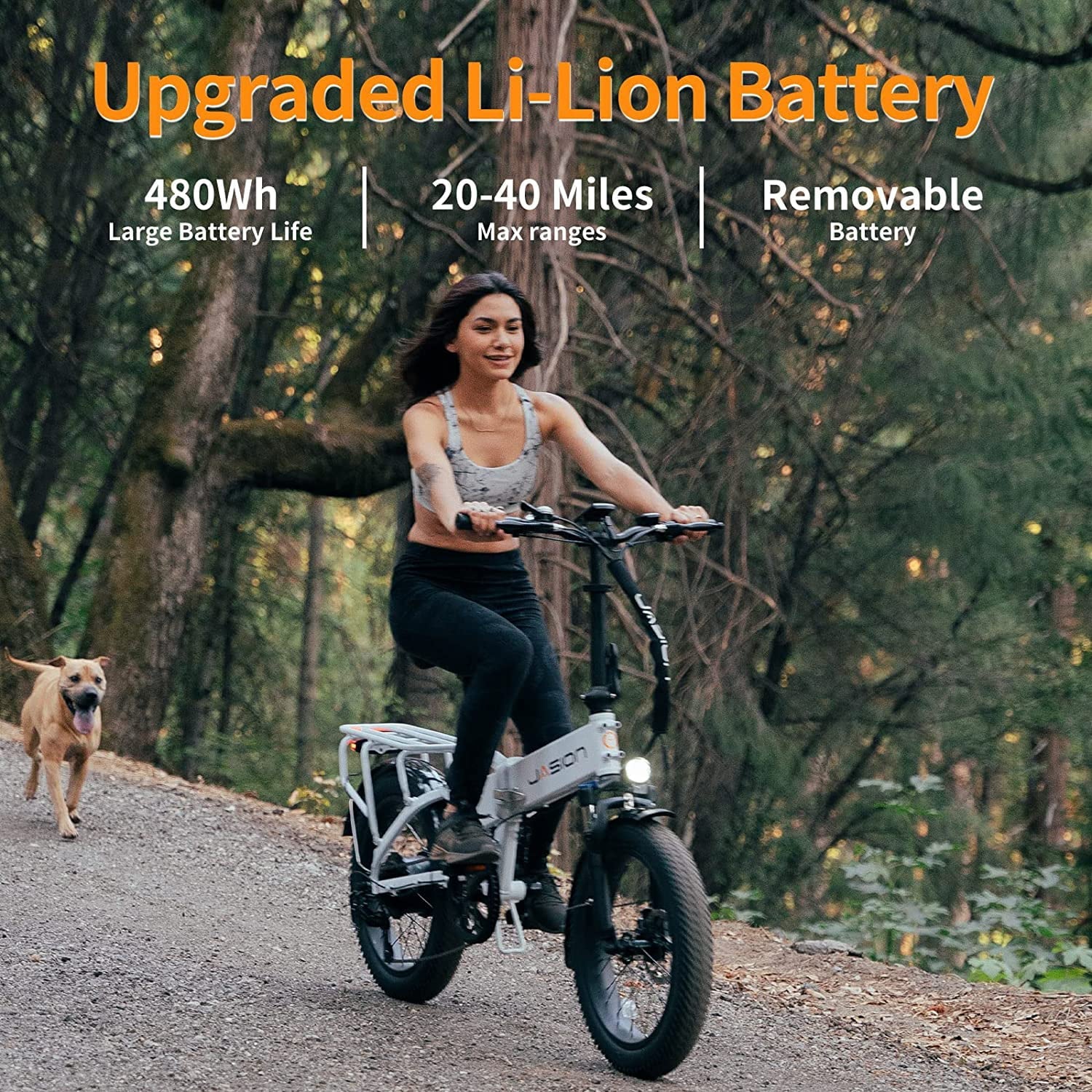 Jasion EB7 2.0 20in Folding Fat Tire Electric Bike, 500W, 48V 10Ah