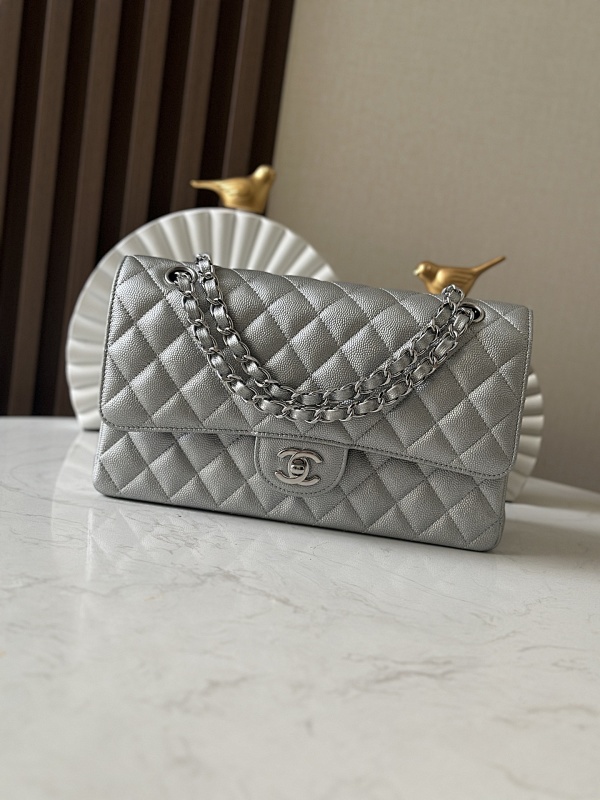 Chanel 112 Silver Classic Flap Bag
