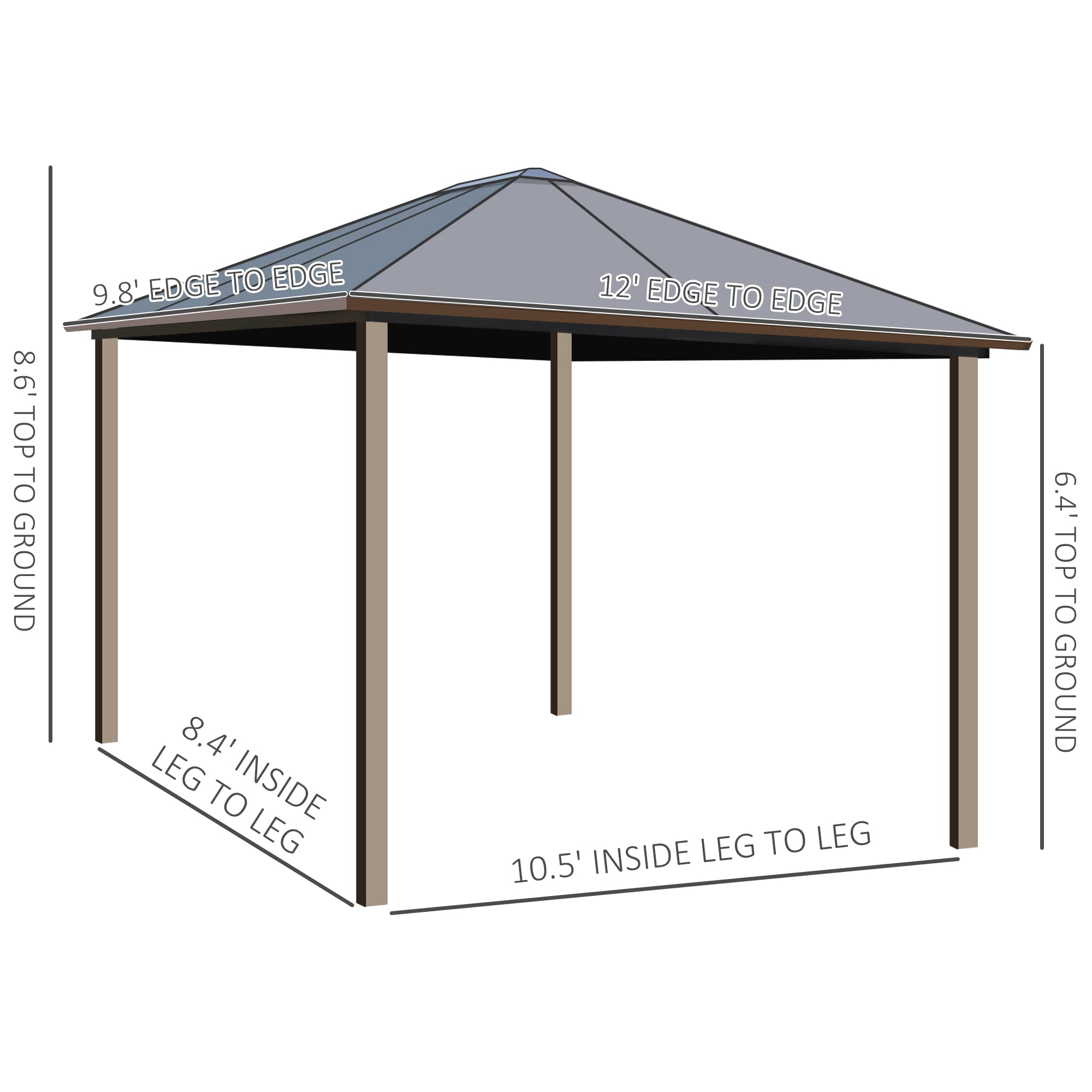 Deluxe Steel Hardtop Patio Gazebo Garden Sun Shelter