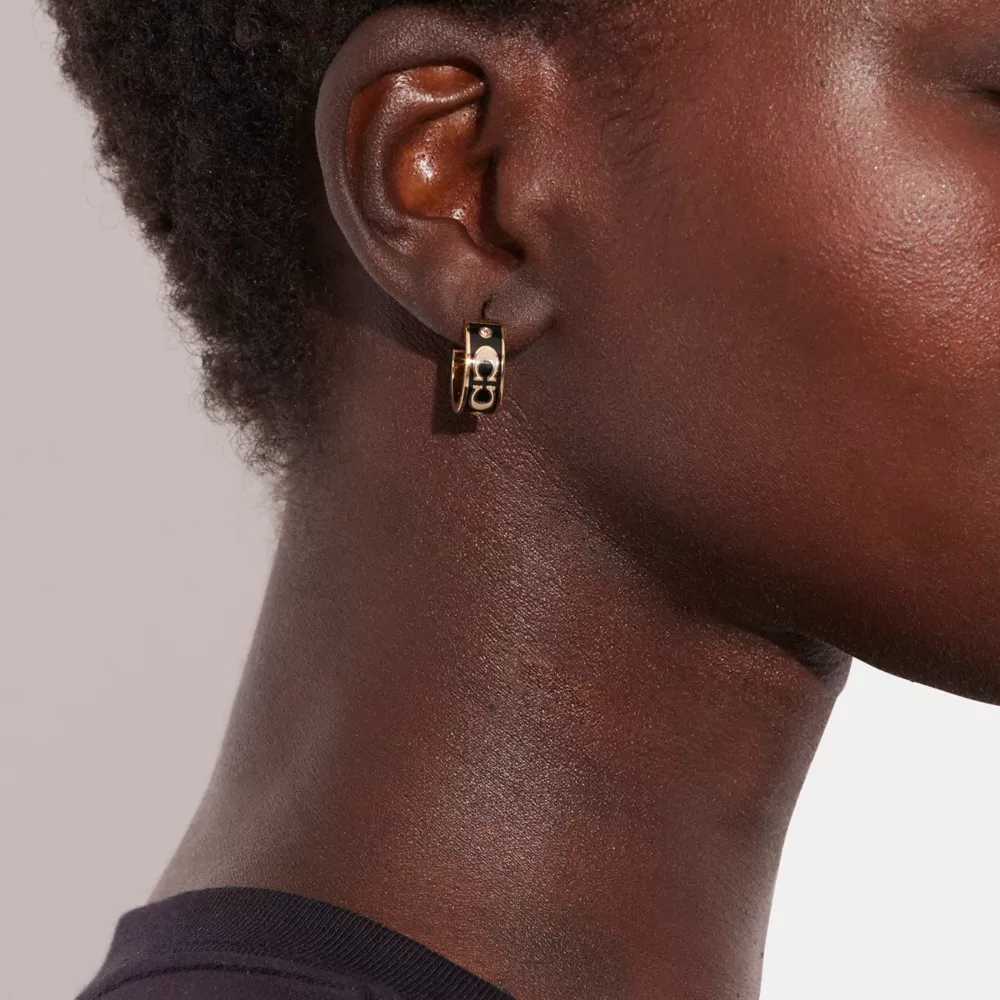 COAthtCH Signature Enamel Huggie Earrings
