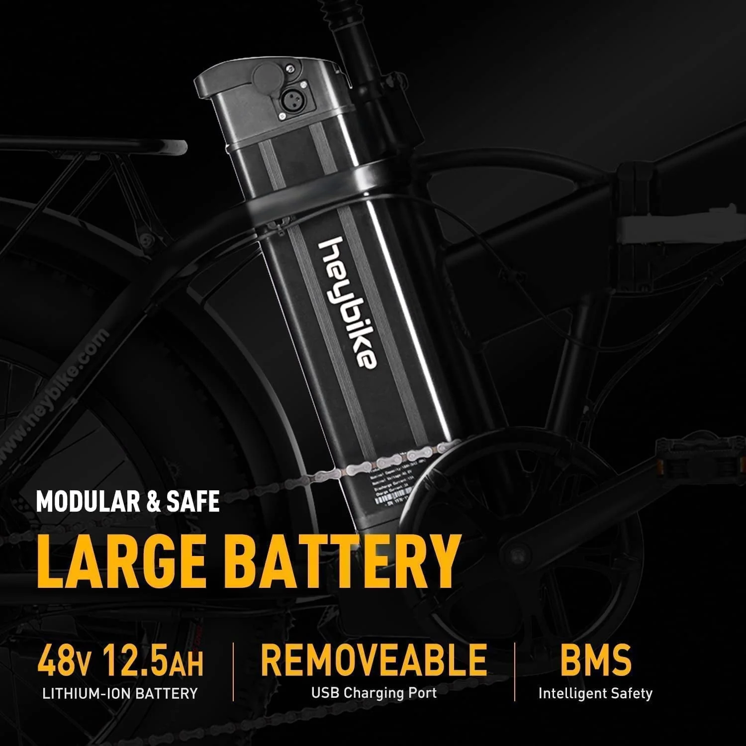 Heybike Mars 20in Folding Fat Tire Electric Bike, 500W, 48V 12.5Ah