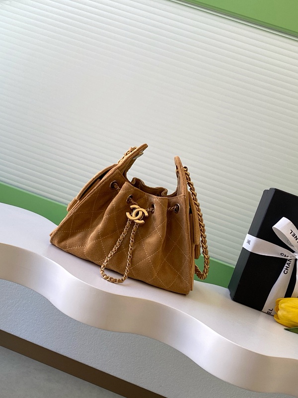 Chanel Suede Hobo Bag Tan