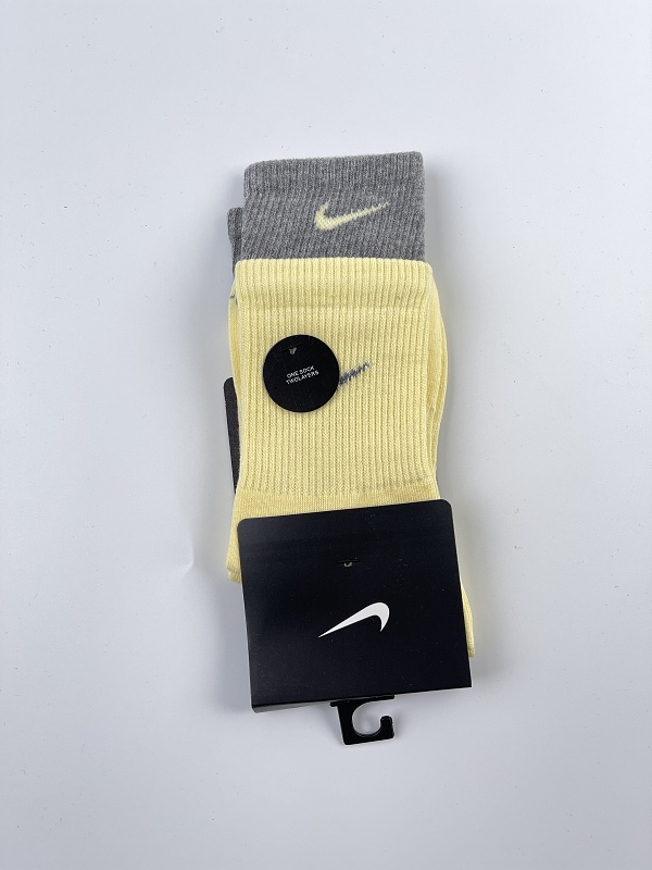 Nike Double-Layer Crew Socks Yellow Grey