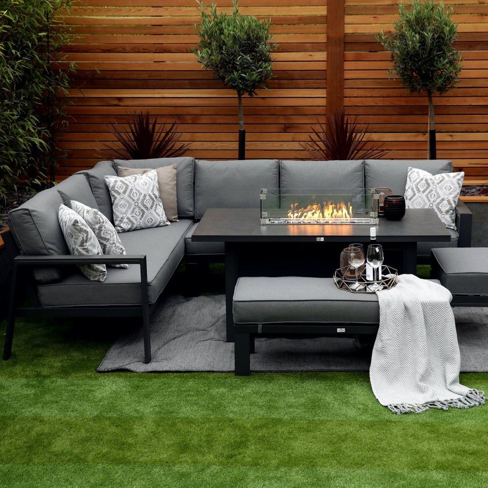 Monaco Luxury Large Grey Rattan Garden Sofa Set 10 Piece Semi
