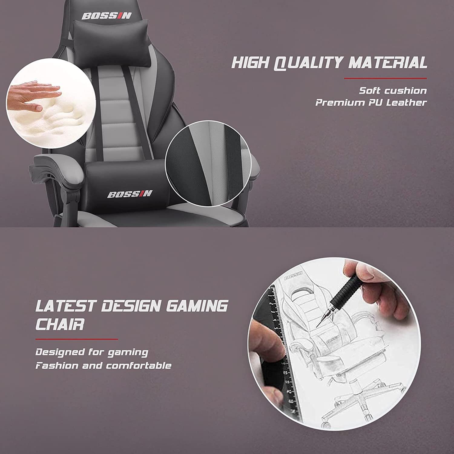 Racing Style Large Size High-Back PU Leather Gaming Chair