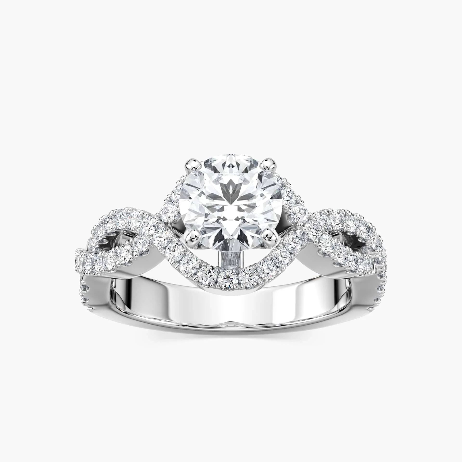 Brianna Lab Grown Diamond Infinity Twist Side Stone Engagement Ring