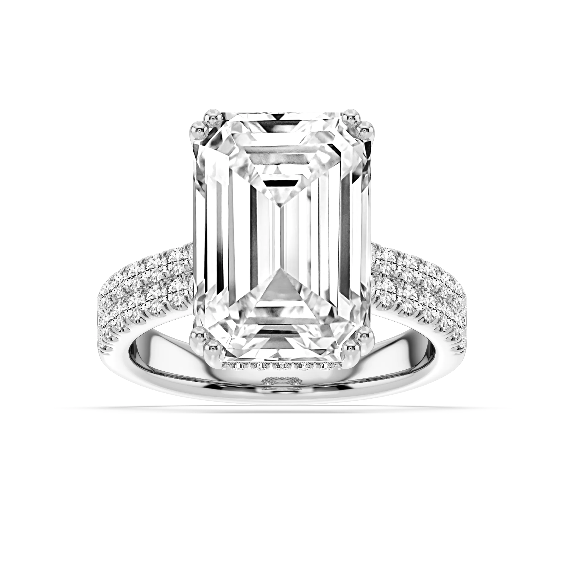 London 10 ¾ ctw Emerald Lab Grown Diamond Hidden Halo Engagement Ring - Signature Collection