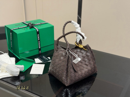 Bottega Veneta Andiamo Small Intreccio Leather Top‑Handle Bag