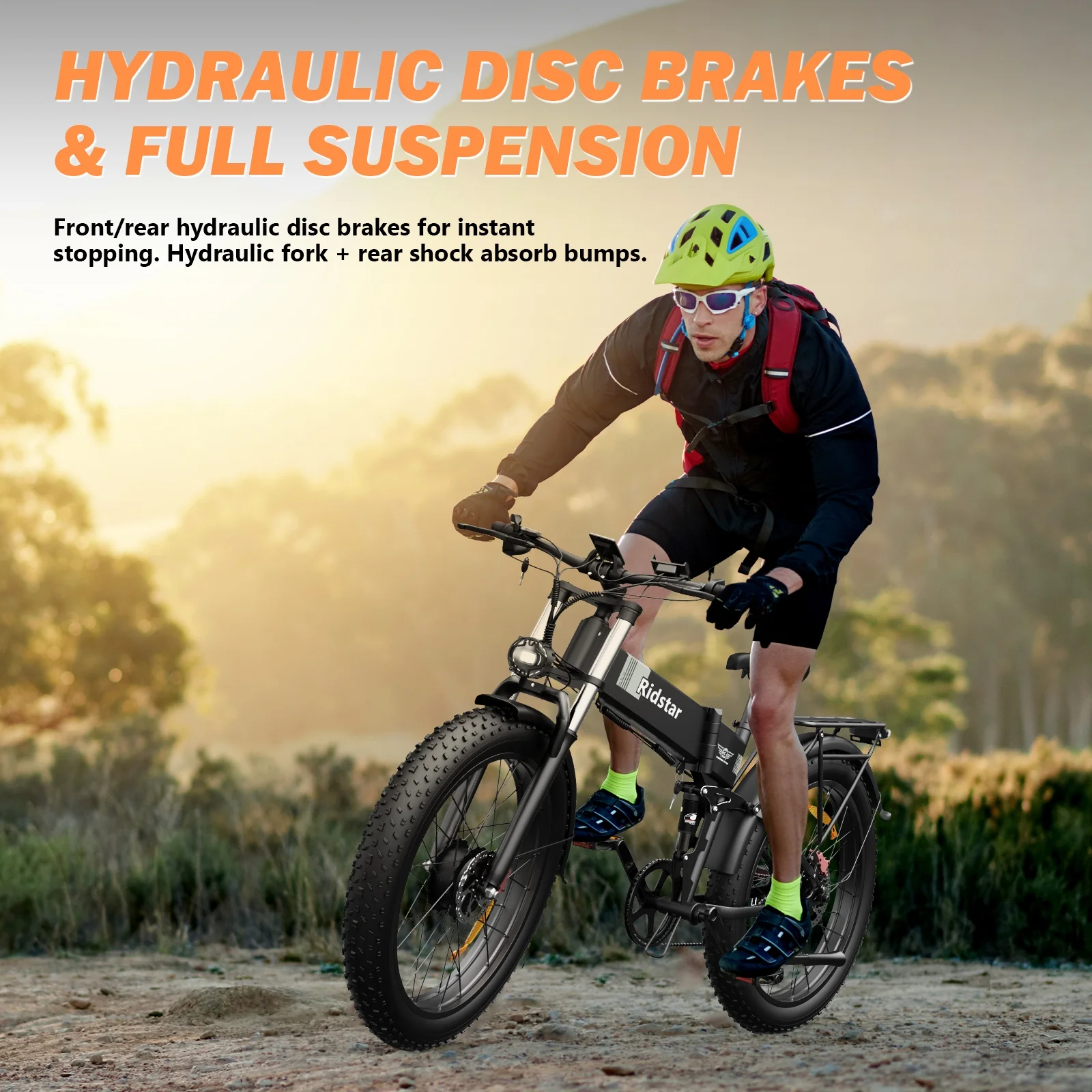 26in Dual Motor Electric Mountain Bike, 3000W Peak, 48V 23Ah