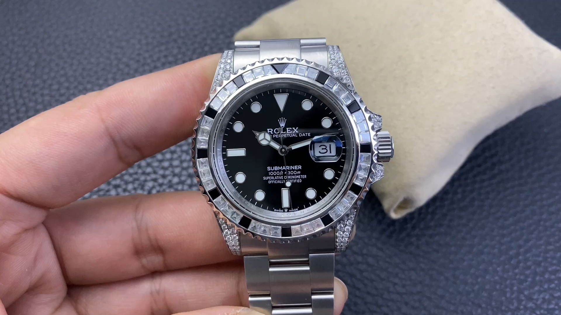 【Super Clone】Rolex Submariner 116610 Black Dial Diamond Case 40MM Men's Watch