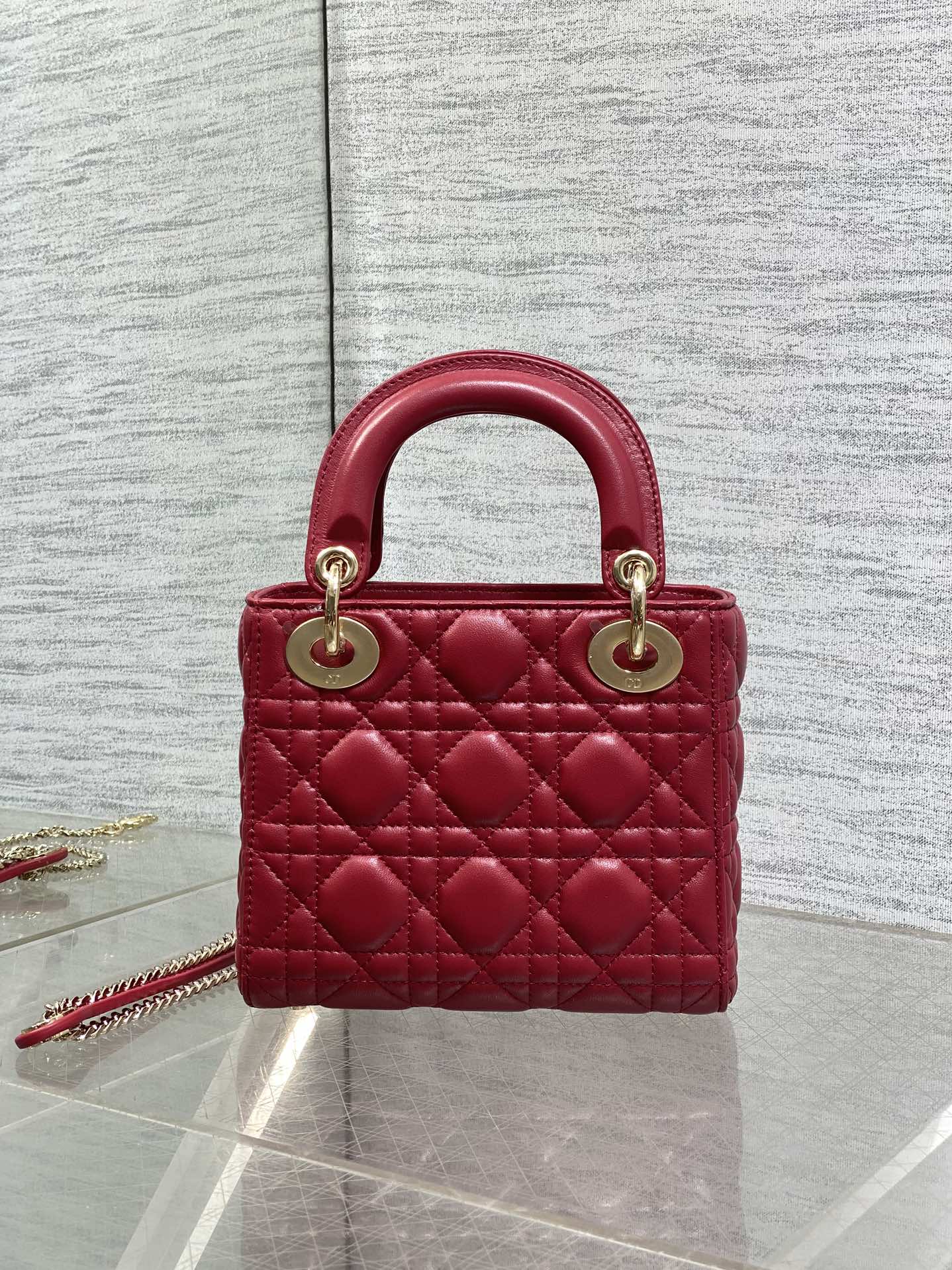 Lady Dior Bag Mini Black And Cherry Red