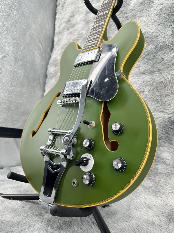 ES-335 Green Jazz Electric Guitar Chrome Part HH Pickup Semi Hollow 6 strings