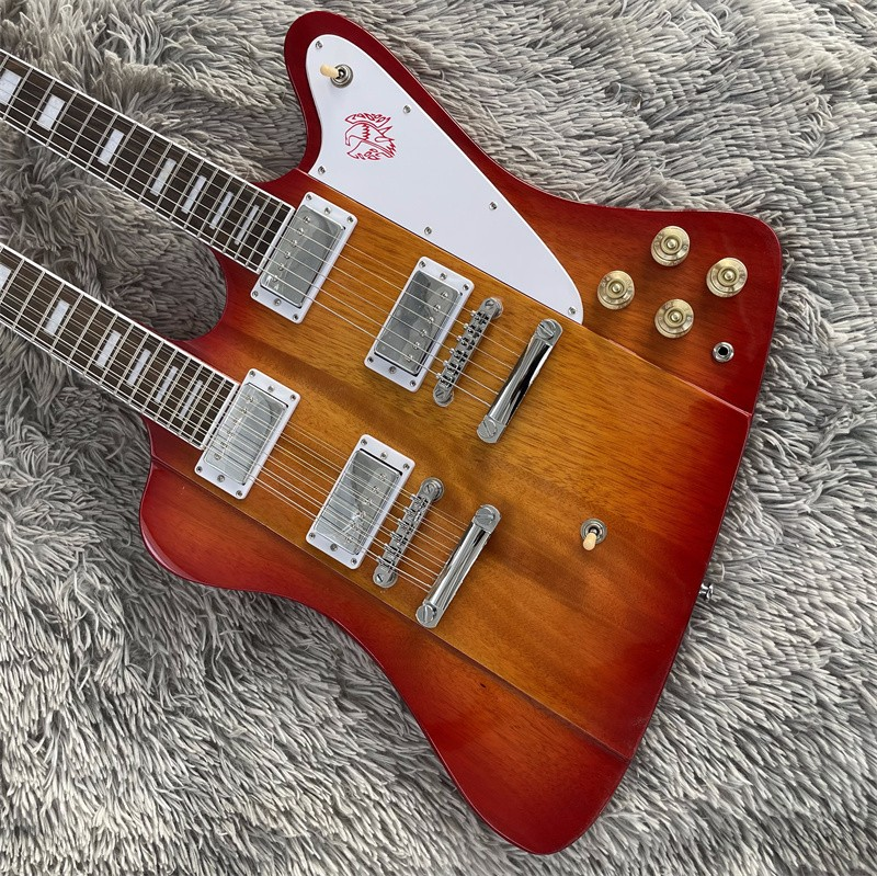 12+6 String Cherry Sunburst Double Necks Electric Guitar Solid Body Hardware