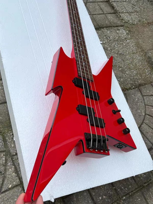Unusual Shape 4 Strings Electric Bass Guitar Rosewood Fretboard Black Hardwares