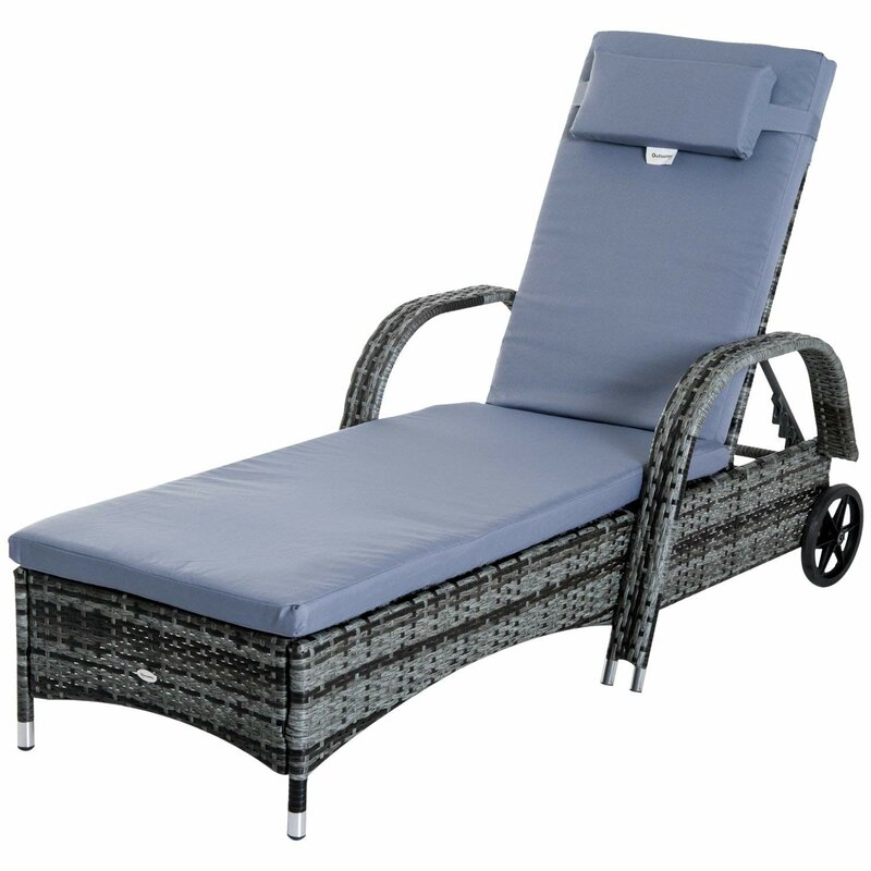 Patio Wicker Chaise Lounge Chair Set