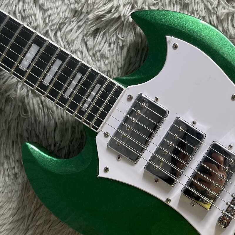 Metallic Green SG 60s Custom Electric Guitar Tremolo Mahogany Body 3H Pickups