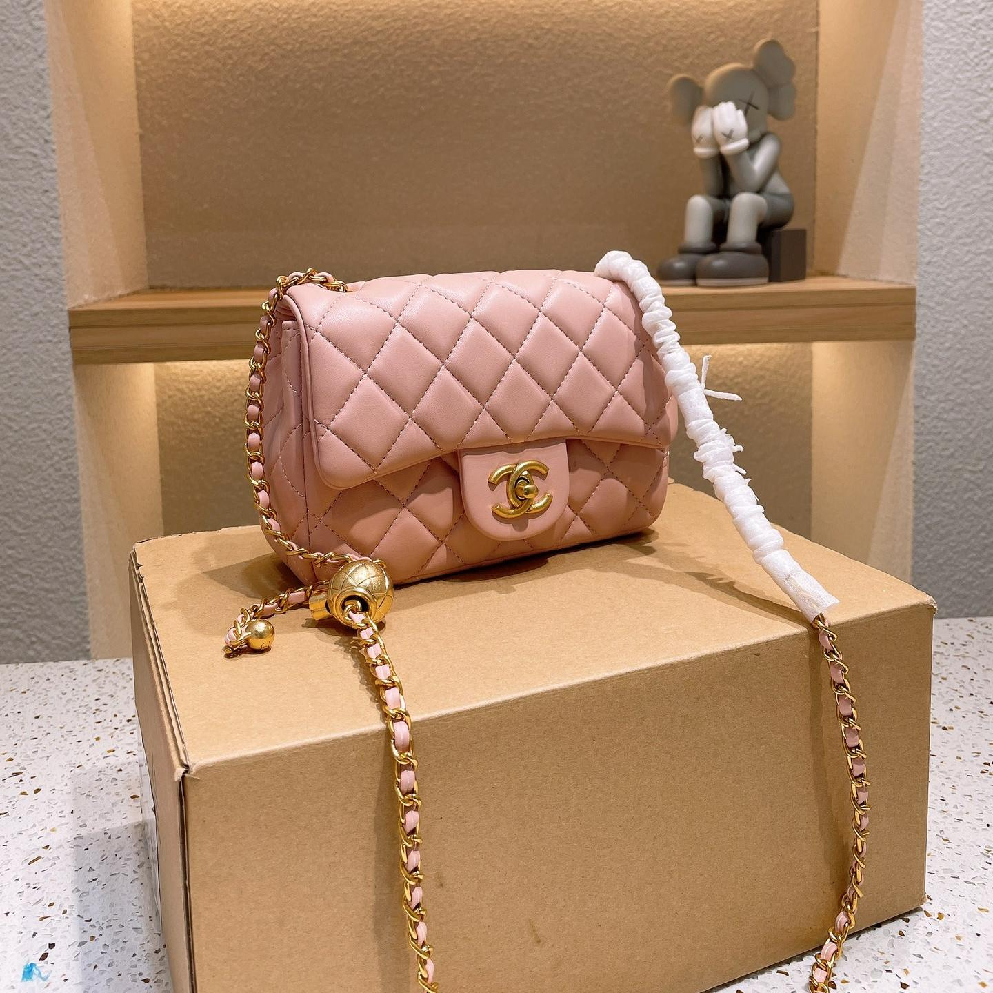 Chanel Classic Flap Bag with Gold Ball Chain (Large Mini)