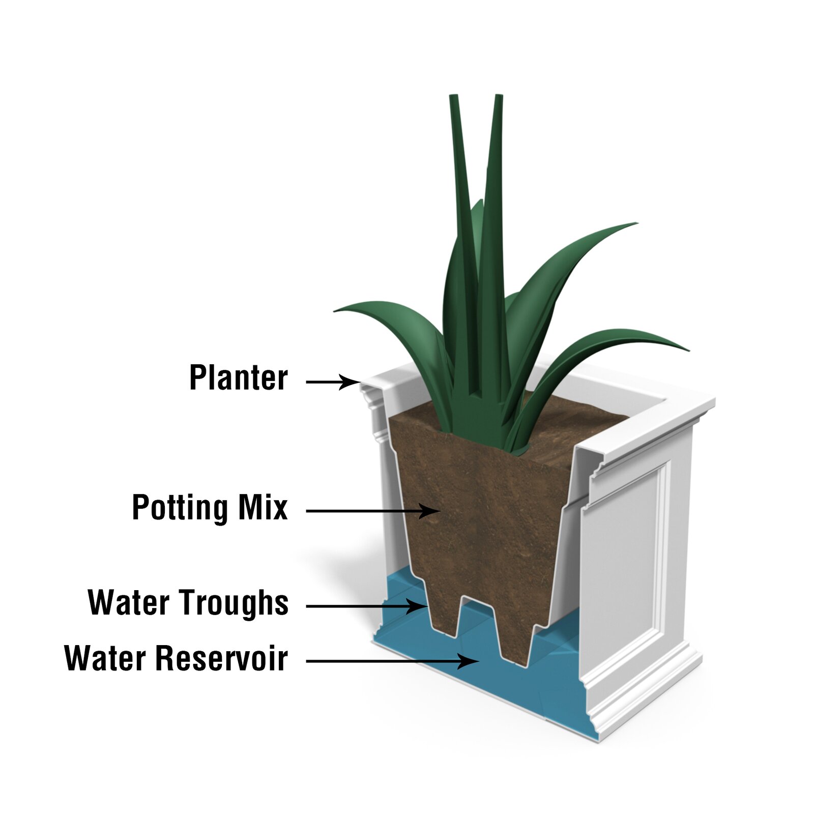 Anastasiya Self Watering Plastic Planter Box