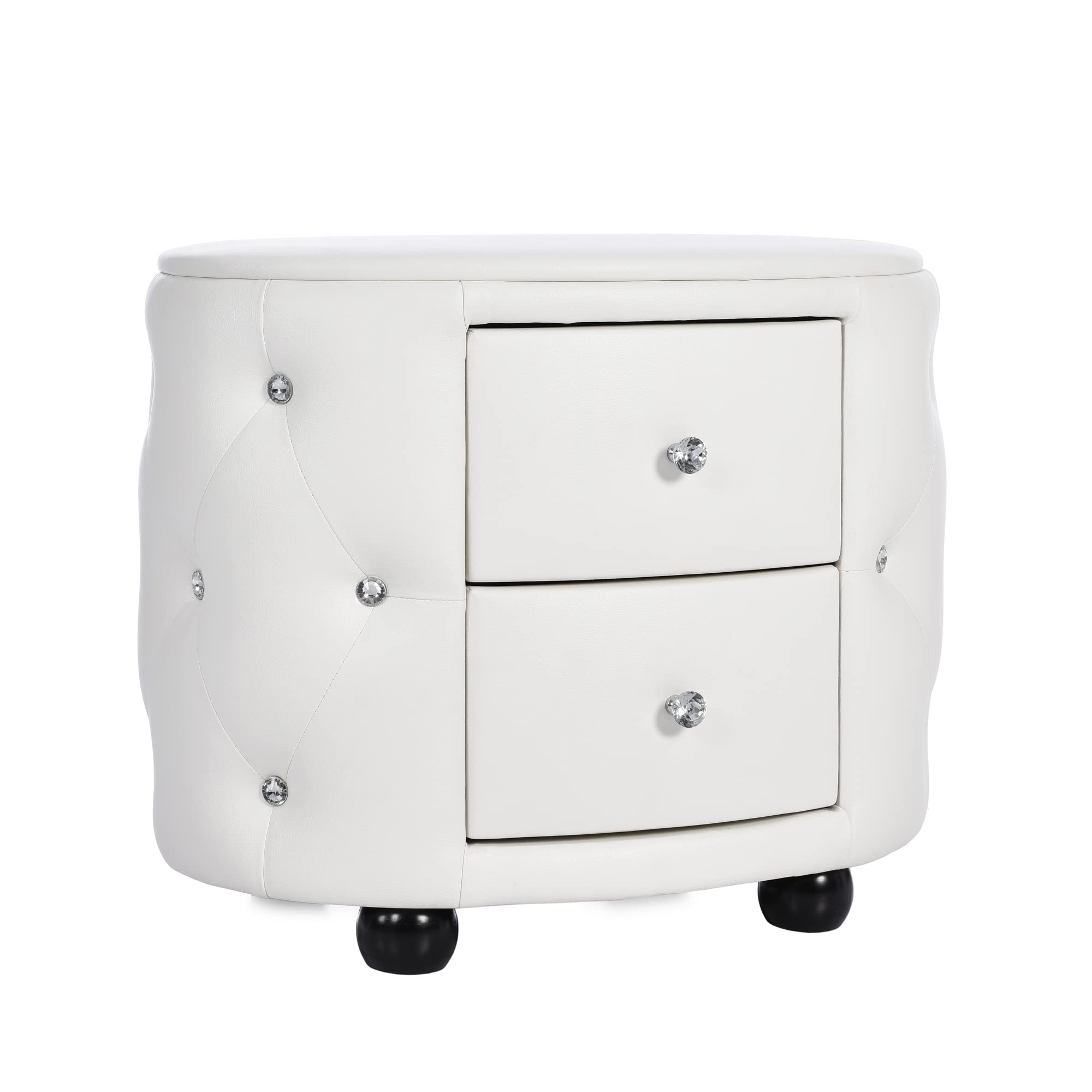 Modern Mid-Century Upholstered Night Stand with 2 Drawers for