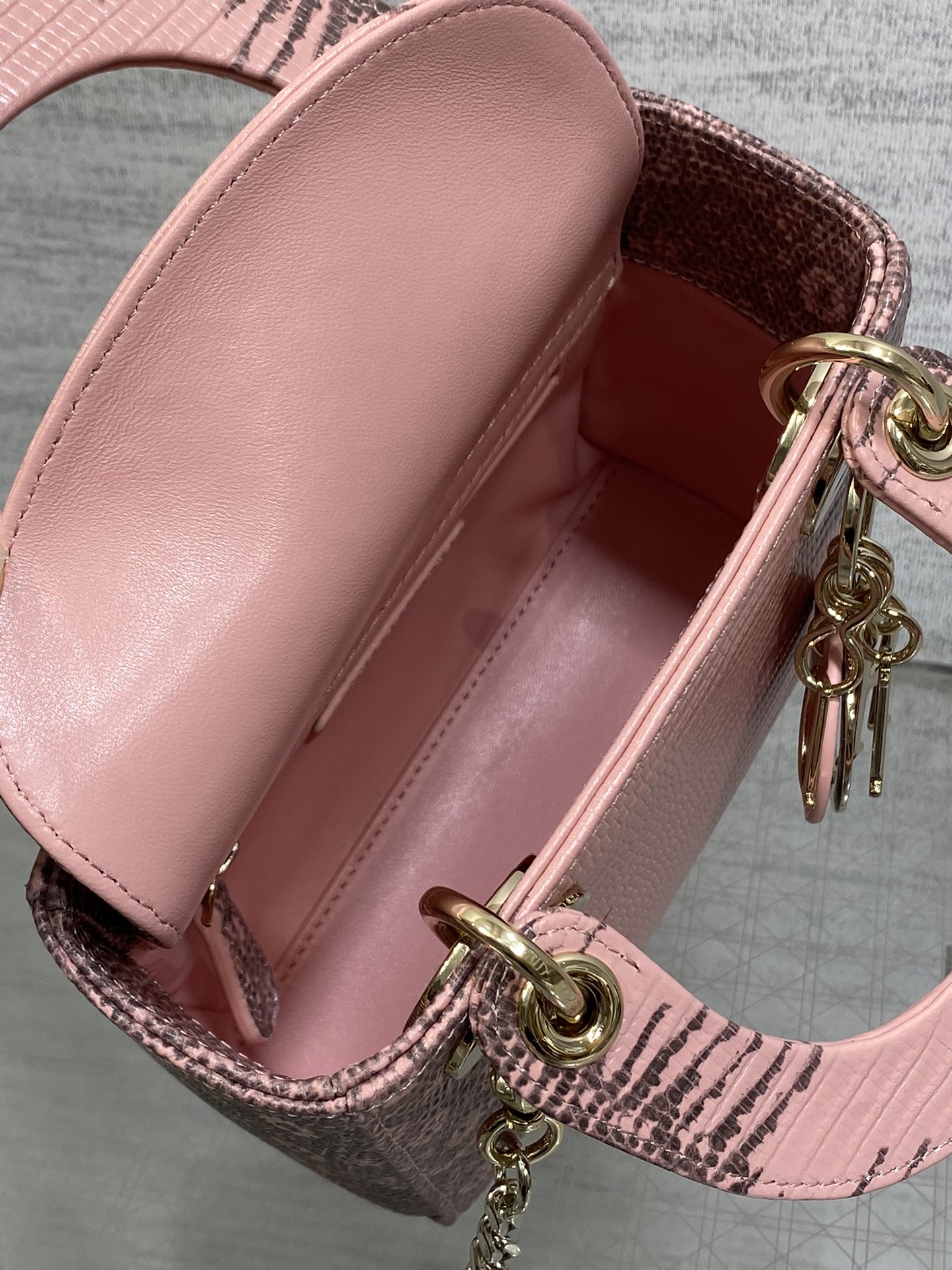 Dior Lady Mini Pink Grey Bag