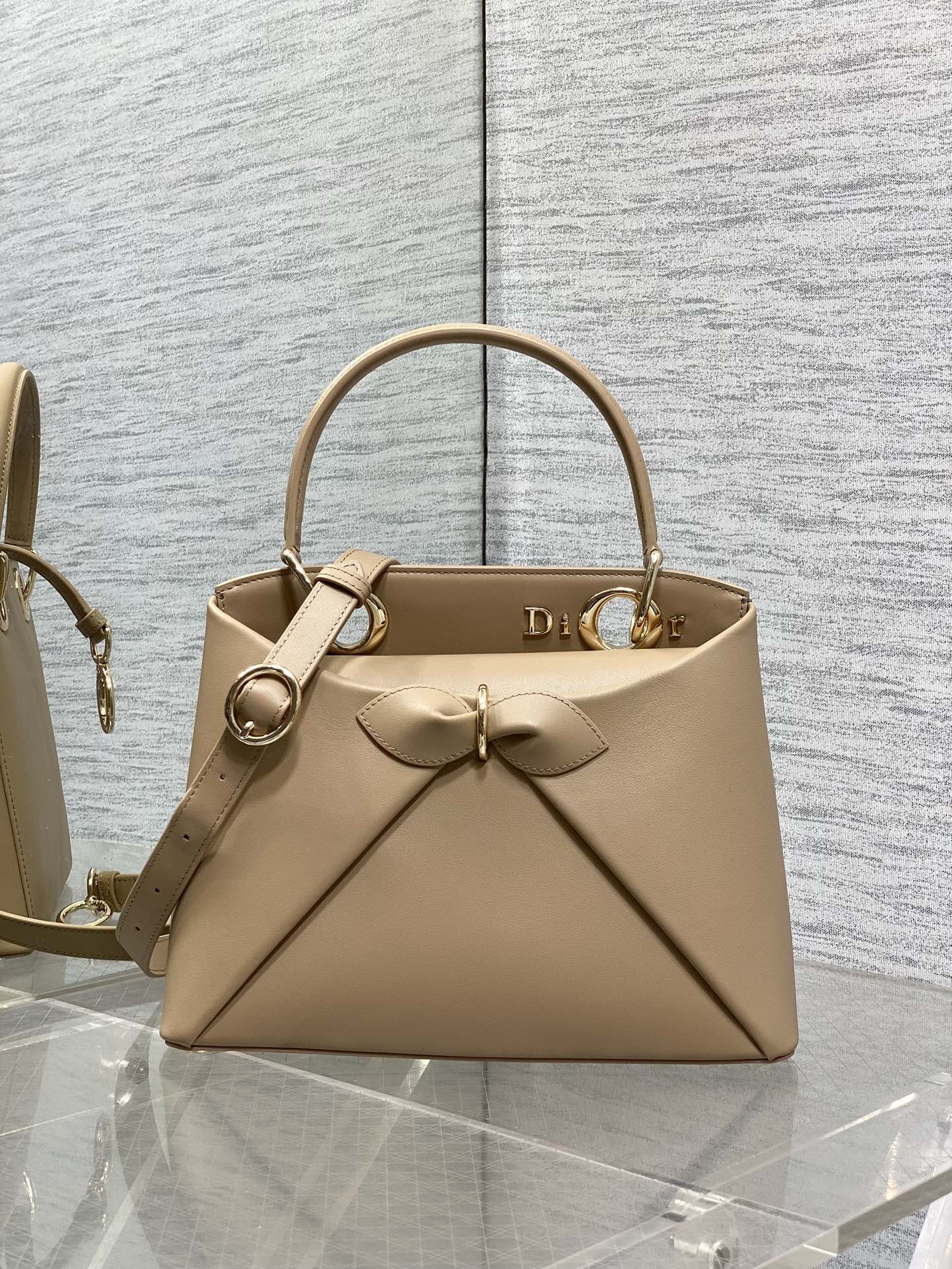 Dior Toujours Tote Bag Small White And Caramel