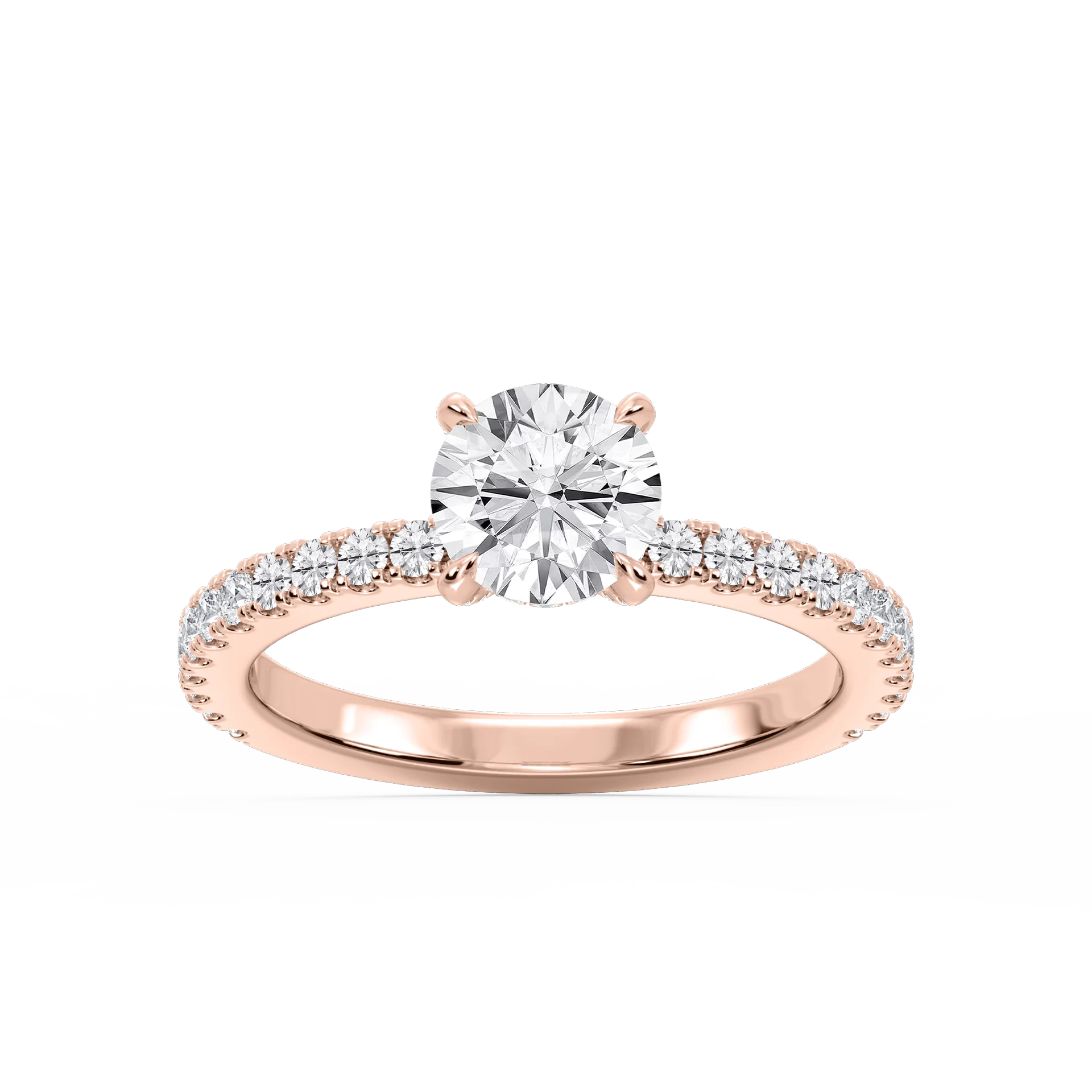 Presley Round Lab Grown Diamond Claw Prong Hidden Halo Engagement Ring