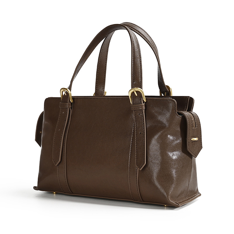 Minimalist Dark Brown Leather Satchel