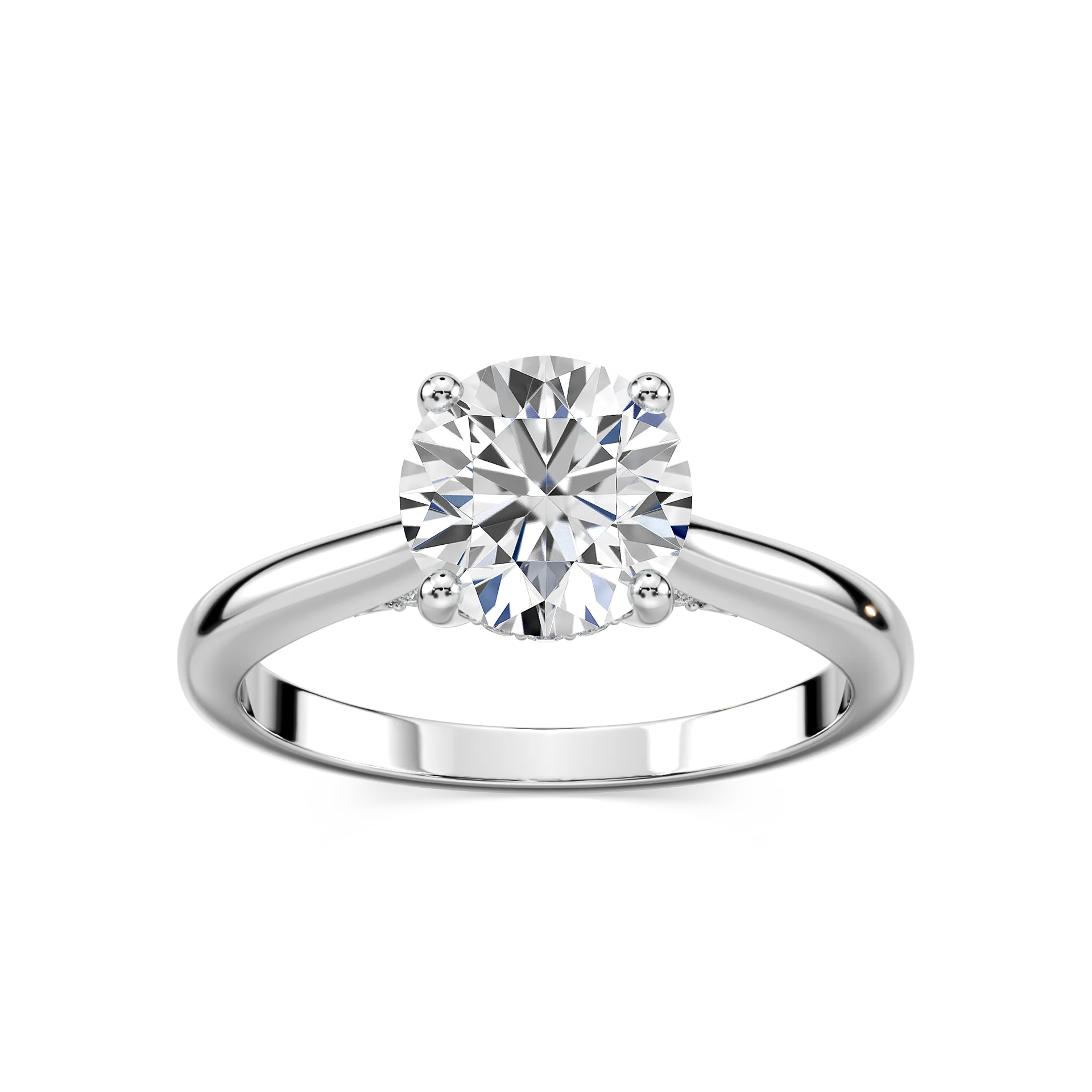Vivian Round Lab Grown Diamond Arch Hidden Halo Engagement Ring