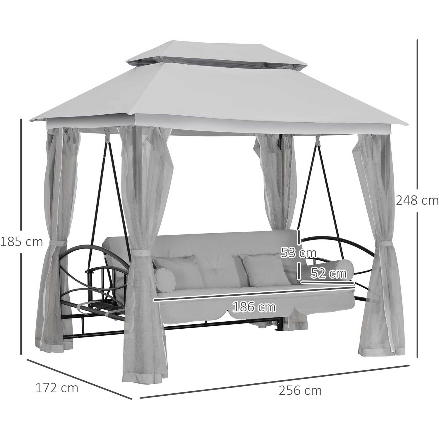 Outdoor 2-in-1 Convertible Swing Chair Bed - Cream White
