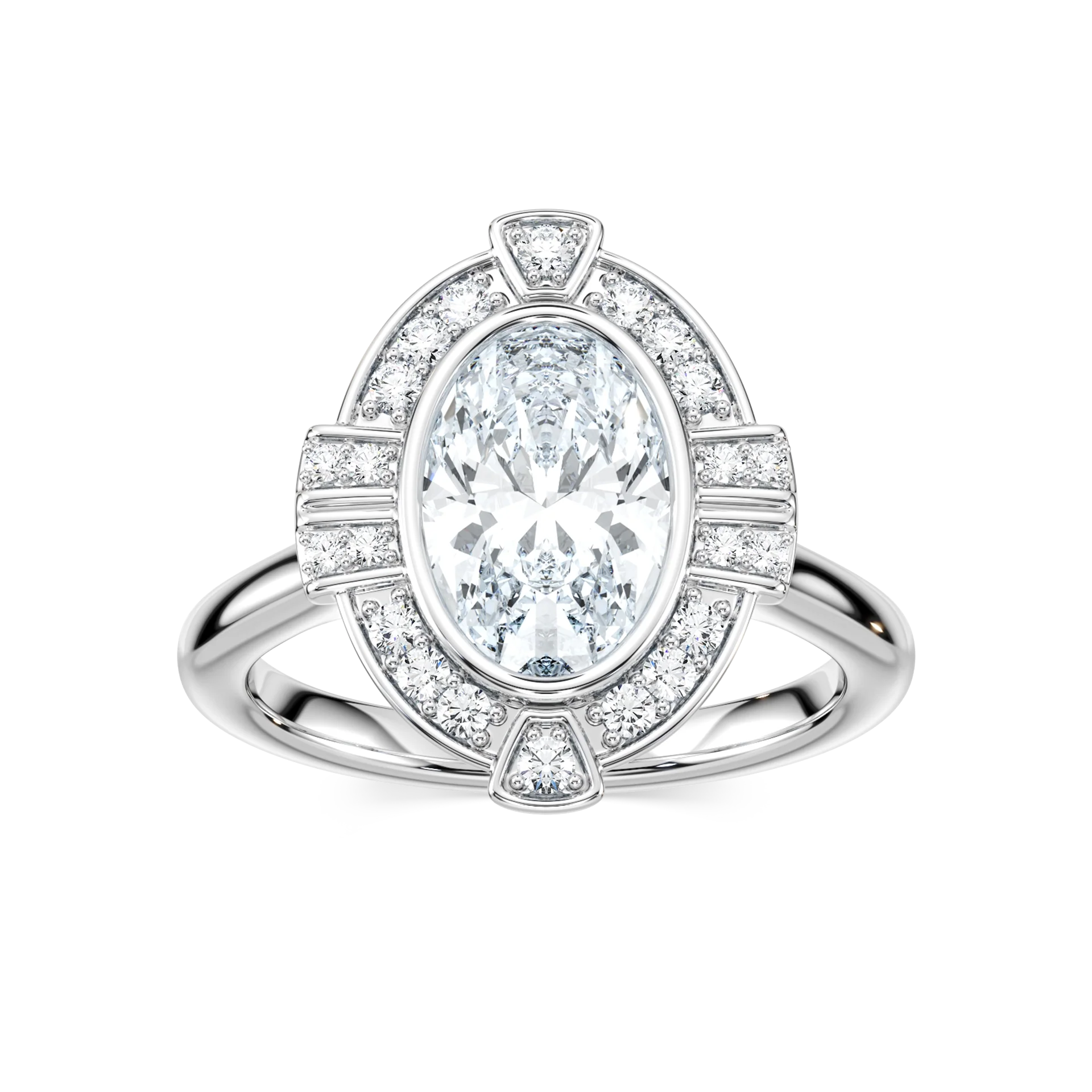 Calla Oval Lab Grown Diamond Vintage Art Deco Halo Engagement Ring