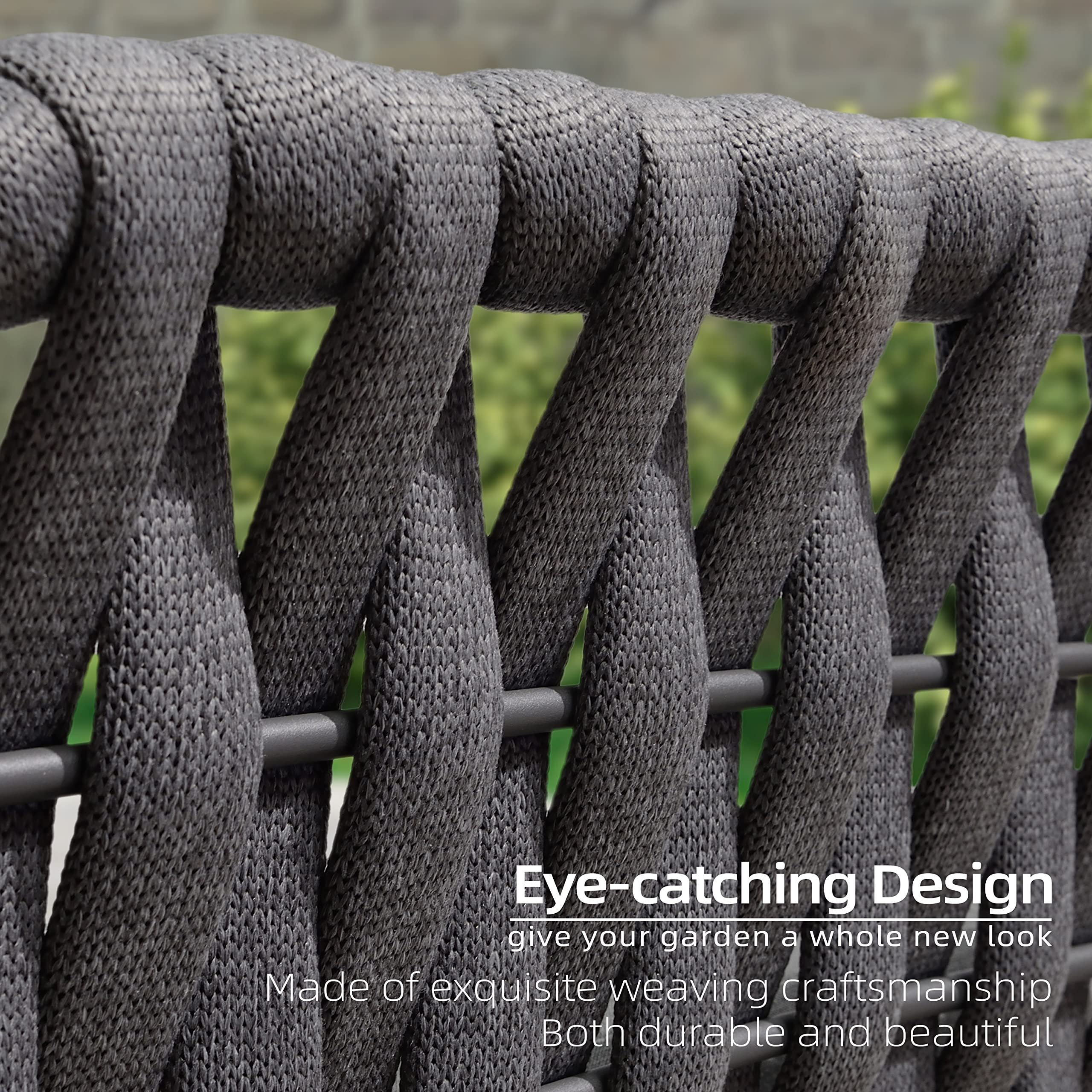 Patio Conversation Set 4 Pcs Aluminum Frame Rope Furniture with