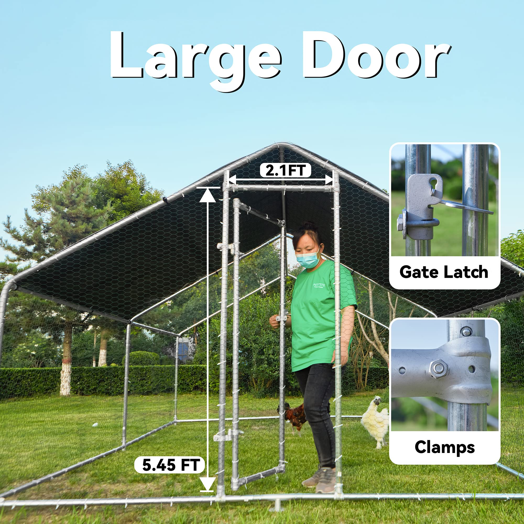 Large Metal Chicken Coops for 10 Chickens for Protection &