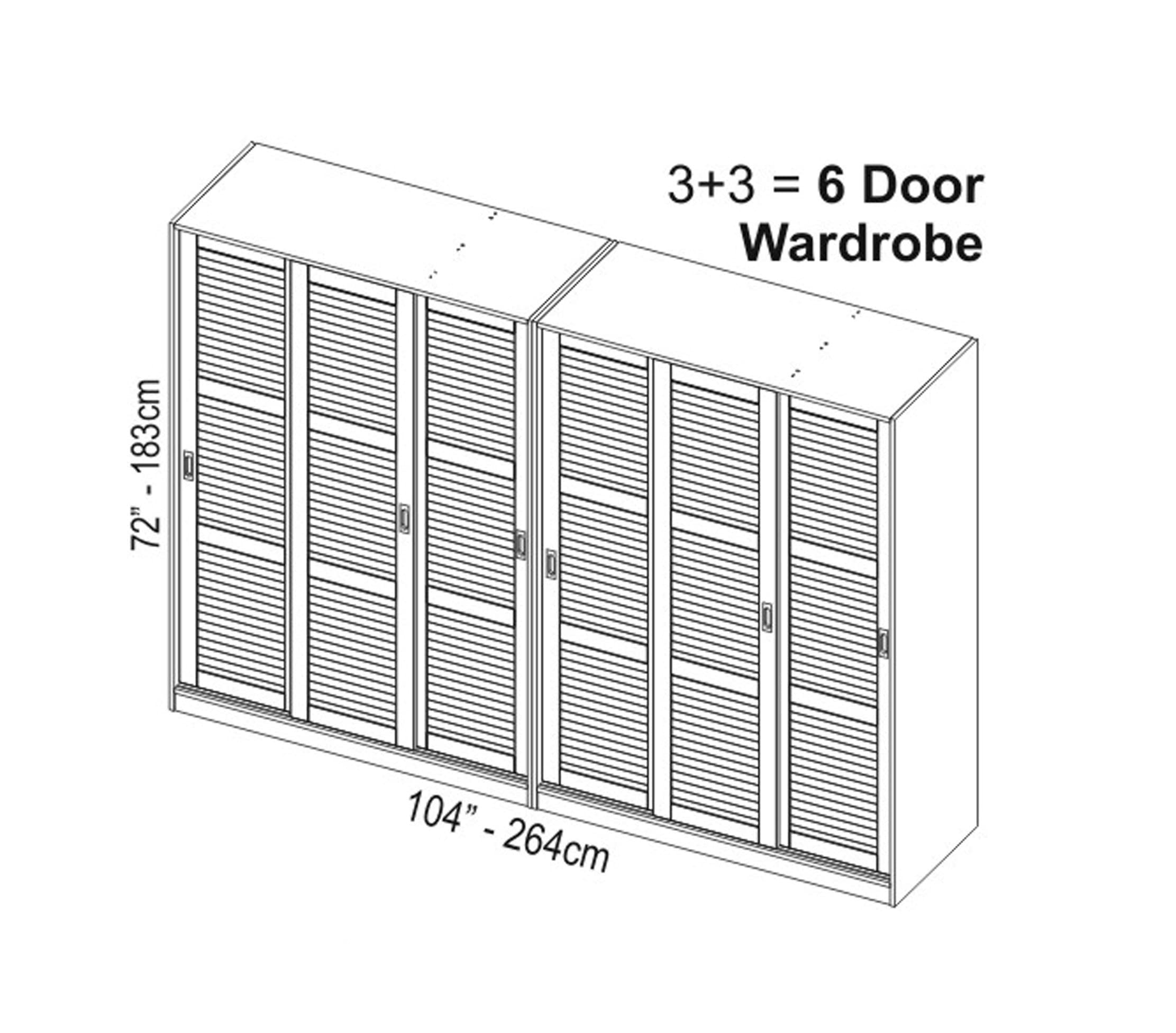 100% Solid Wood Wardrobe with 3 Sliding Louvered Doors