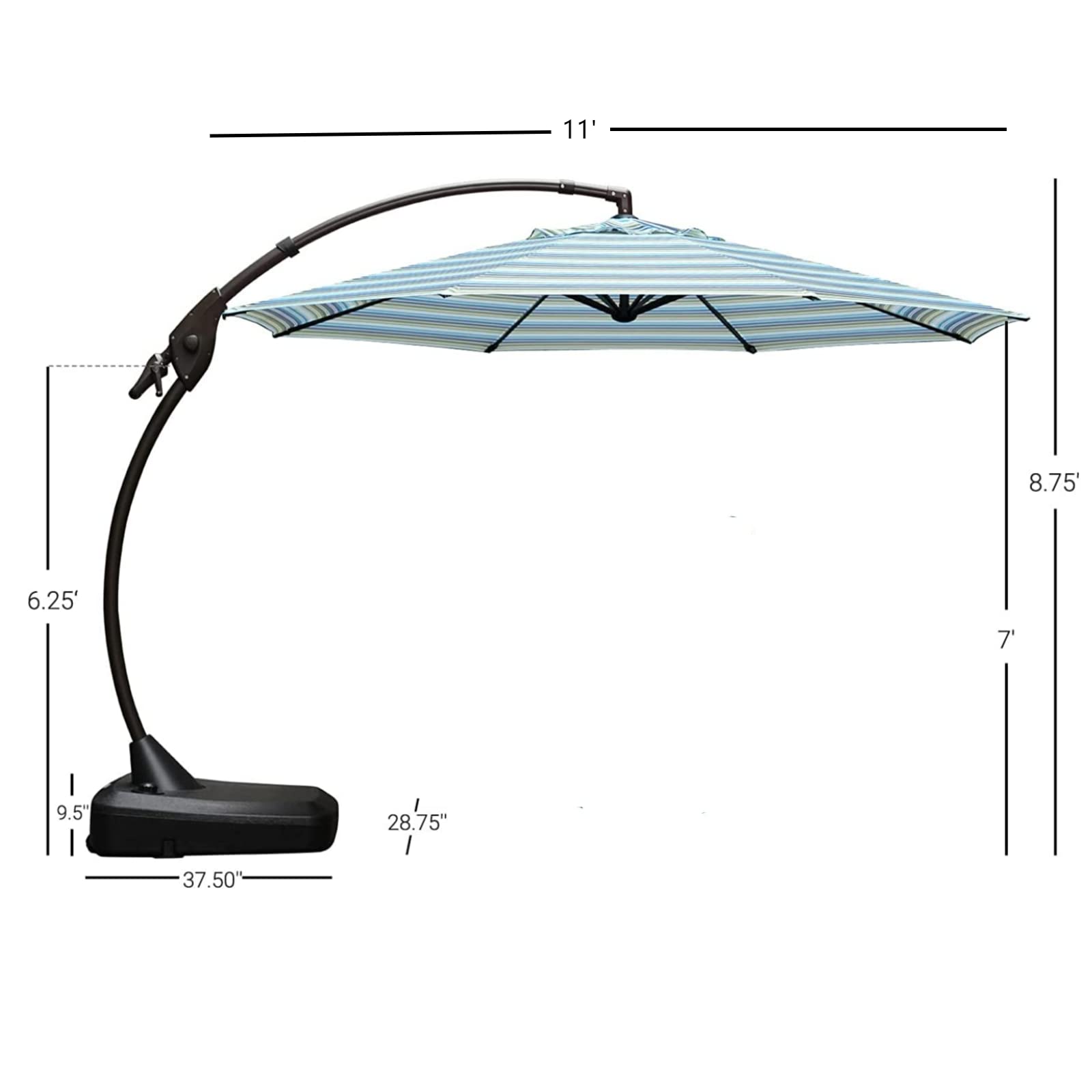 11 FT Deluxe NAPOLI Curvy Aluminum Offset Umbrella