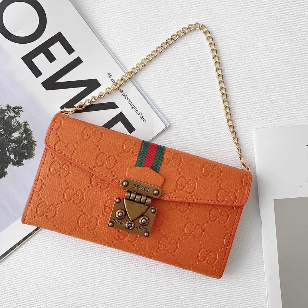 Gucci GG Monogram Embossed Envelope Crossbody Wallet Phone Bag